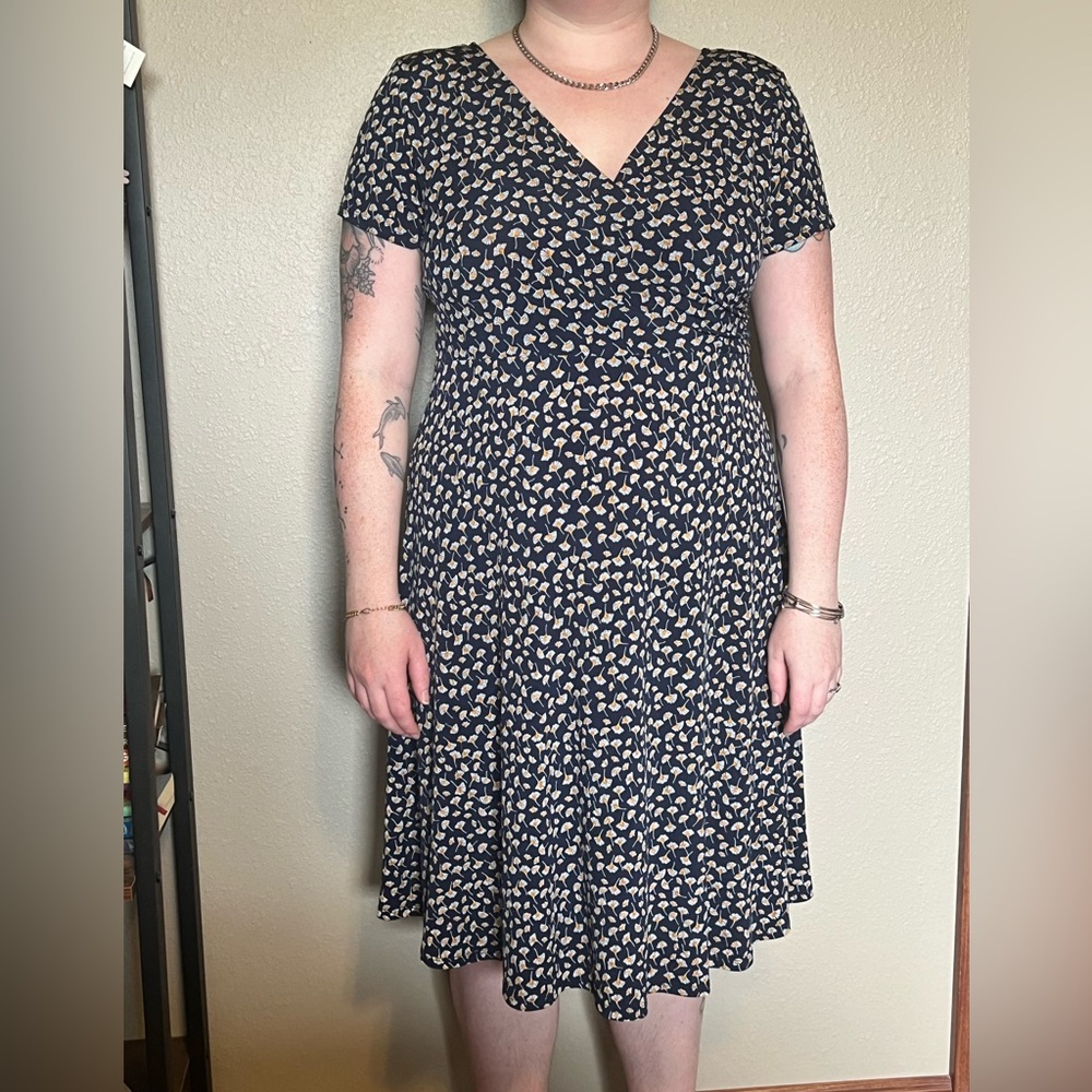 Kaileigh White and Blue Fit and Flare Midi Dress